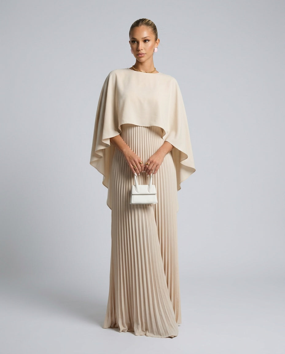 Eloise | Cape Pleated Maxi Dress Wedding