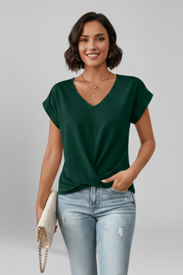 Scarlett | Twist Front V Neck Top