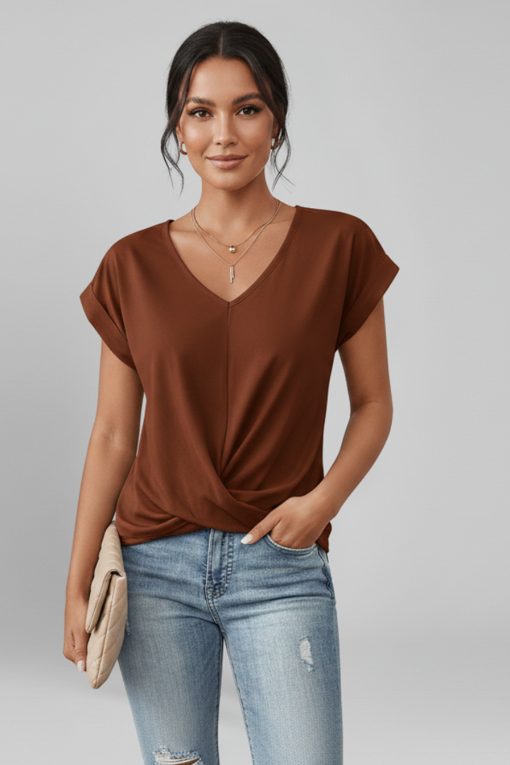 Scarlett | Twist Front V Neck Top