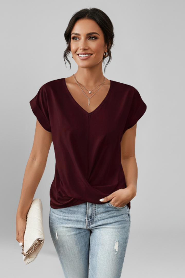 Scarlett | Twist Front V Neck Top