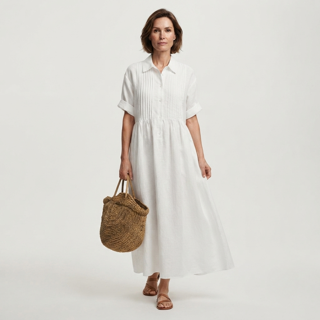 Hazel | Linen Look Maxi Shirt Dress