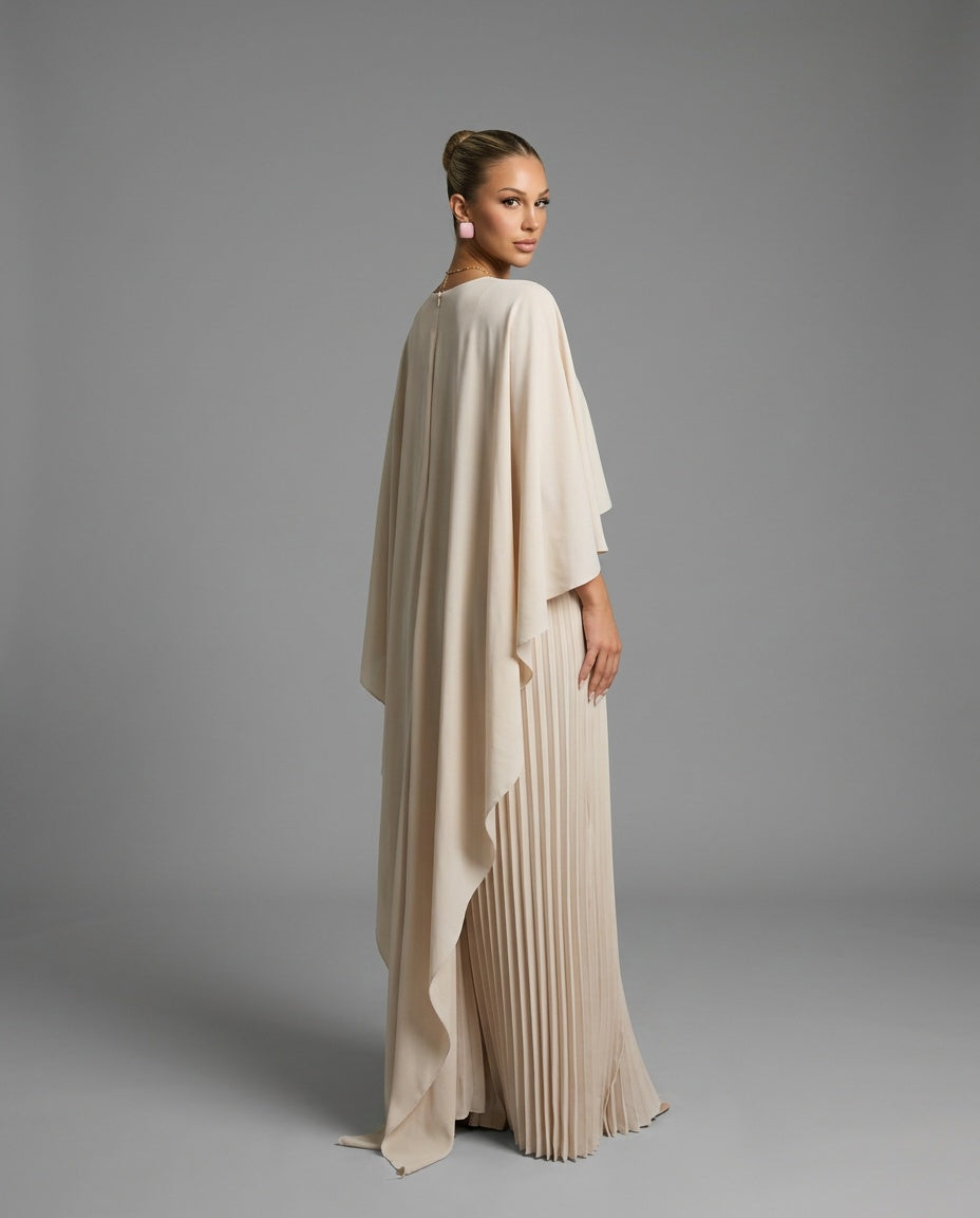 Eloise | Cape Pleated Maxi Dress Wedding