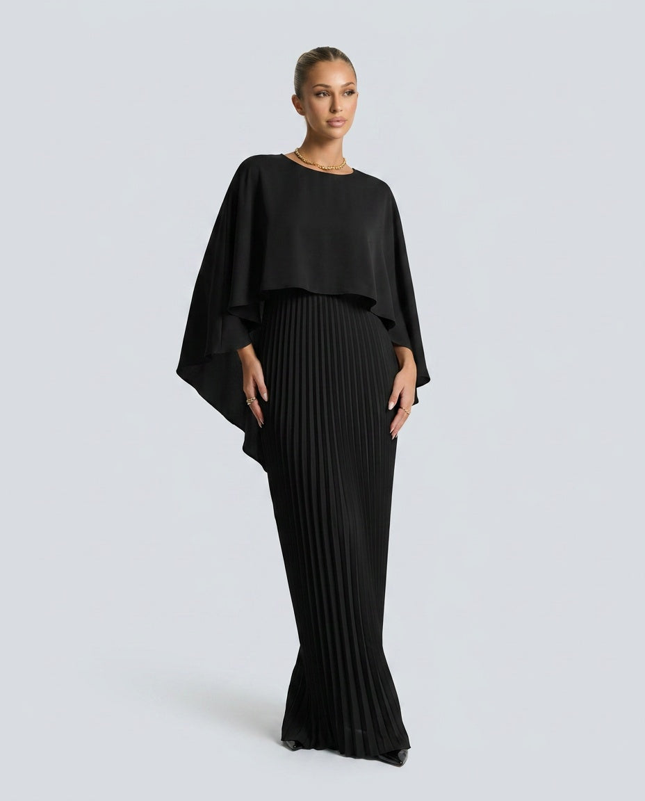 Eloise | Cape Pleated Maxi Dress Wedding