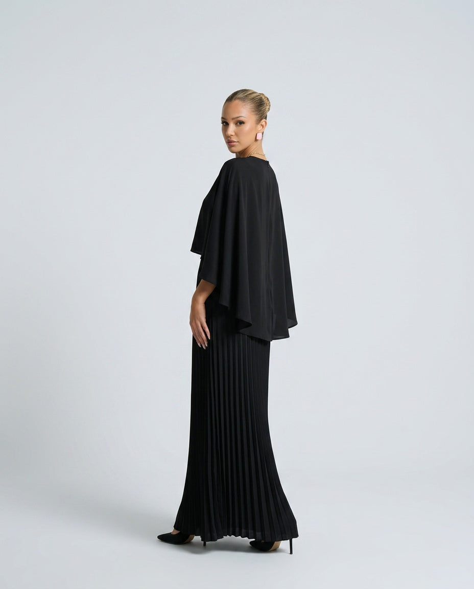 Eloise | Cape Pleated Maxi Dress Wedding